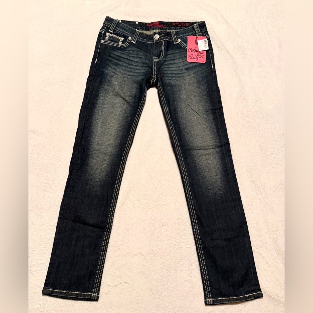 Rock & Roll Cowgirl Dark Blue Skinny Jeans Low Rise - Picture 2 of 5